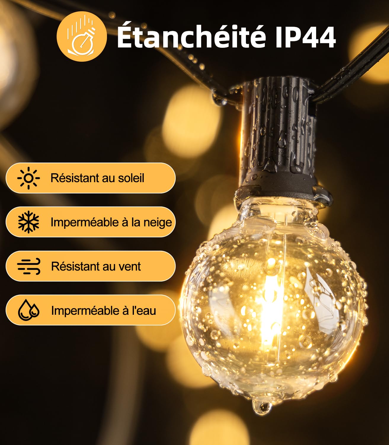 Guirlande Lumineuse Extérieure 30M - 40+2 Ampoules G40 LED, Télécommande IP44 Imperméable, Guirlande Connectable pour Jardin/Terrasse/Balcon