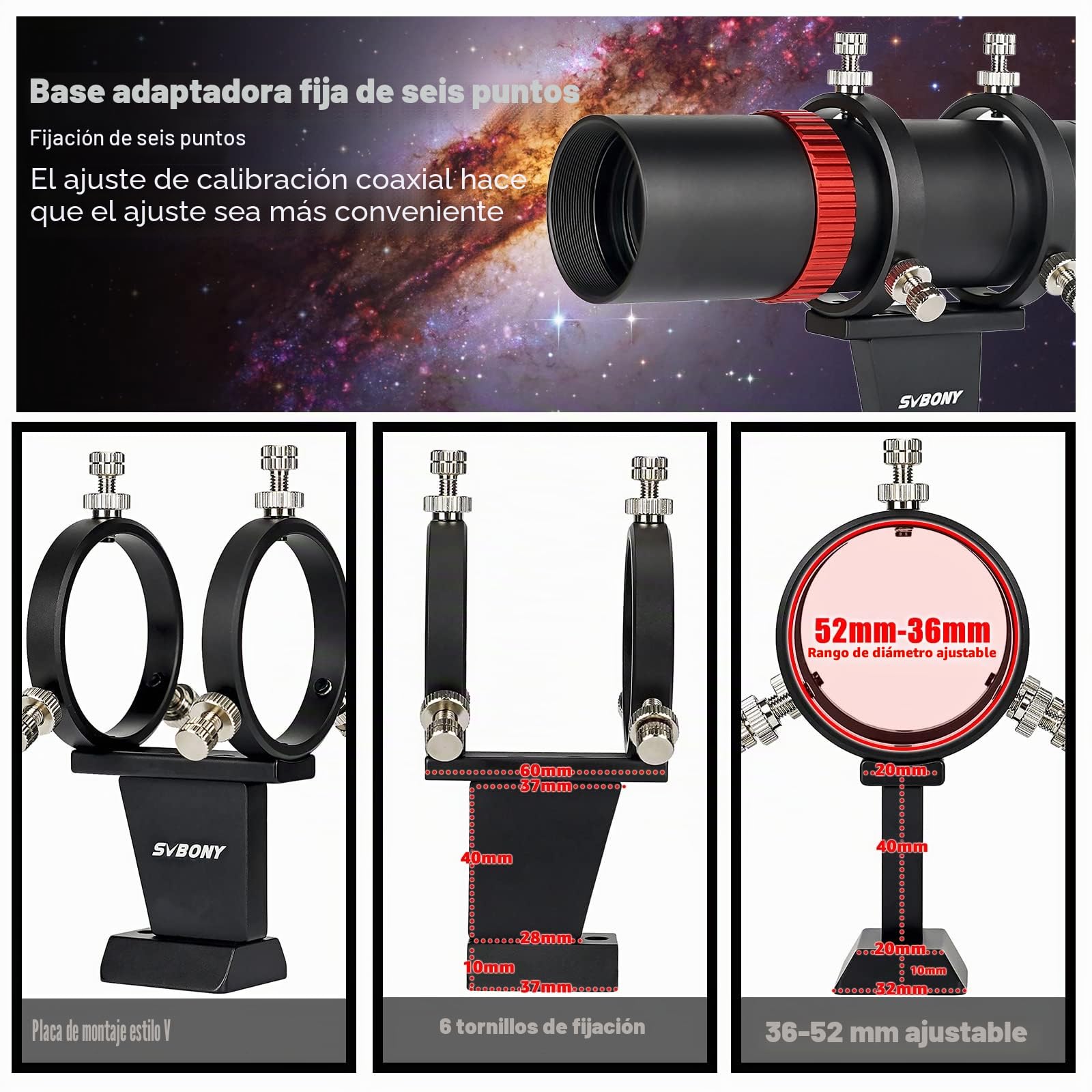 Svbony SV165 Mini Anteojo Guía 40F4, 1.25 Pulgadas FMC Recubrimiento con Enfoque Helicoidal Coaxial Alineación Ajustable, Aleación de Aluminio, Compatible con ZWO QHY Auto Guía Finde Cámara
