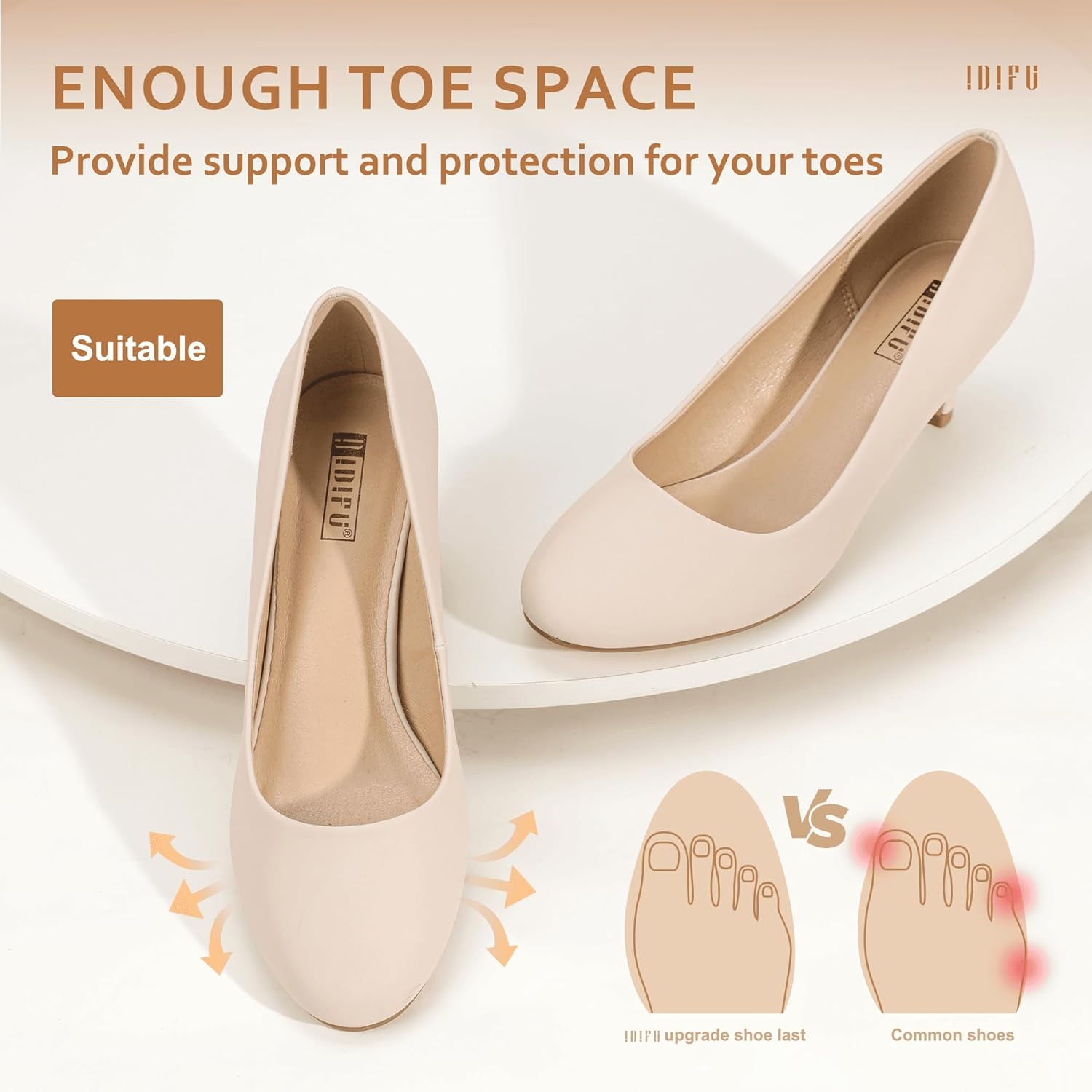 IDIFU Women's Classic Low Heels Dress Pumps 2 Inch Kitten Heel Round Toe Office Wedding Shoes - Image 4