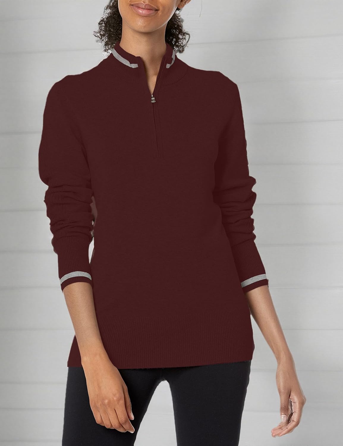 Cutter & Buck Women's Soft Cotton Lakemont Tipped Half Zip Pullover Sweater - Image 3