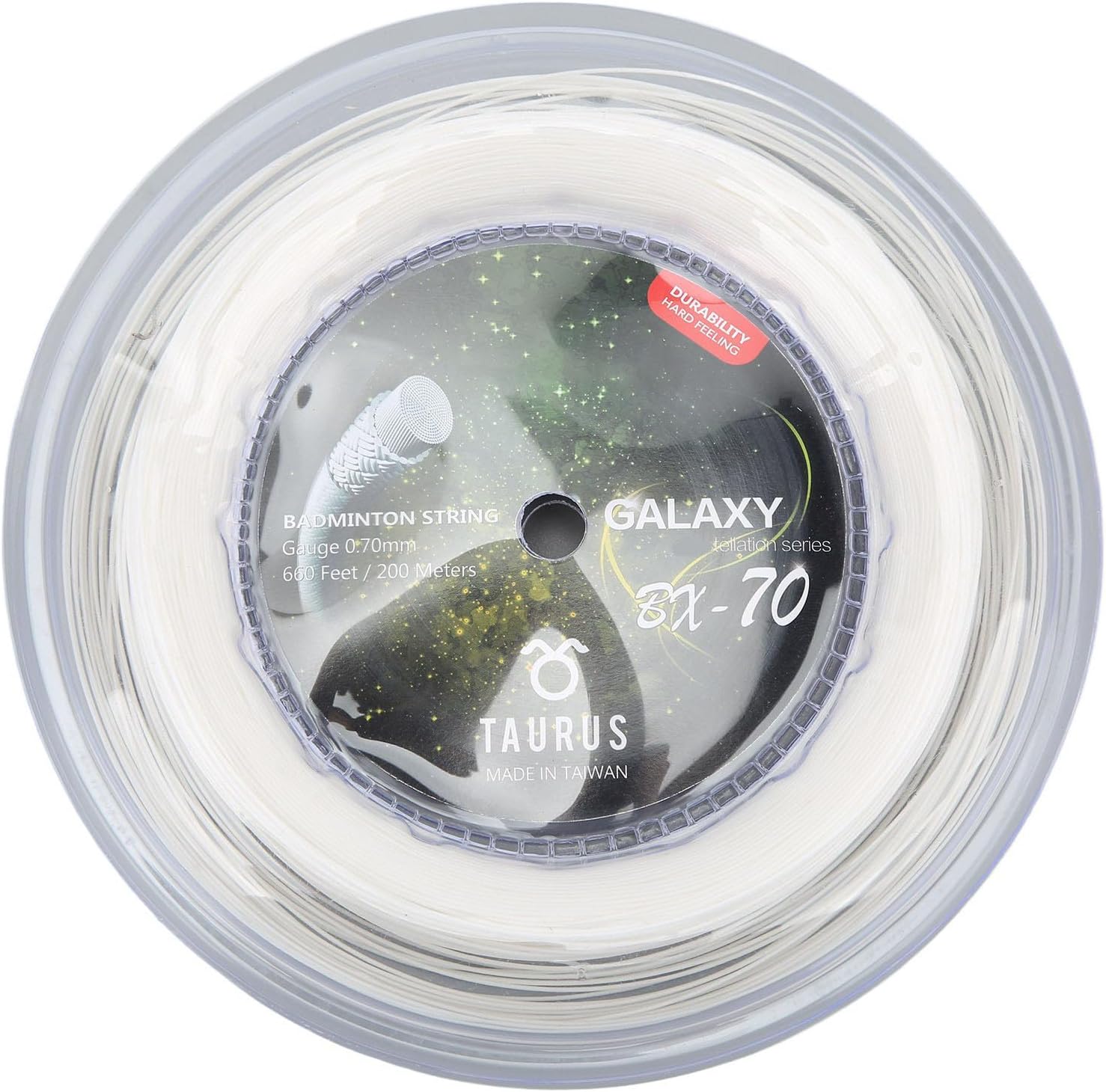 POWERTI BX70 Badminton Rackets String High Elastic Nylon Badminton Racquet String 0.7mm Badminton String 200m Reel (White)