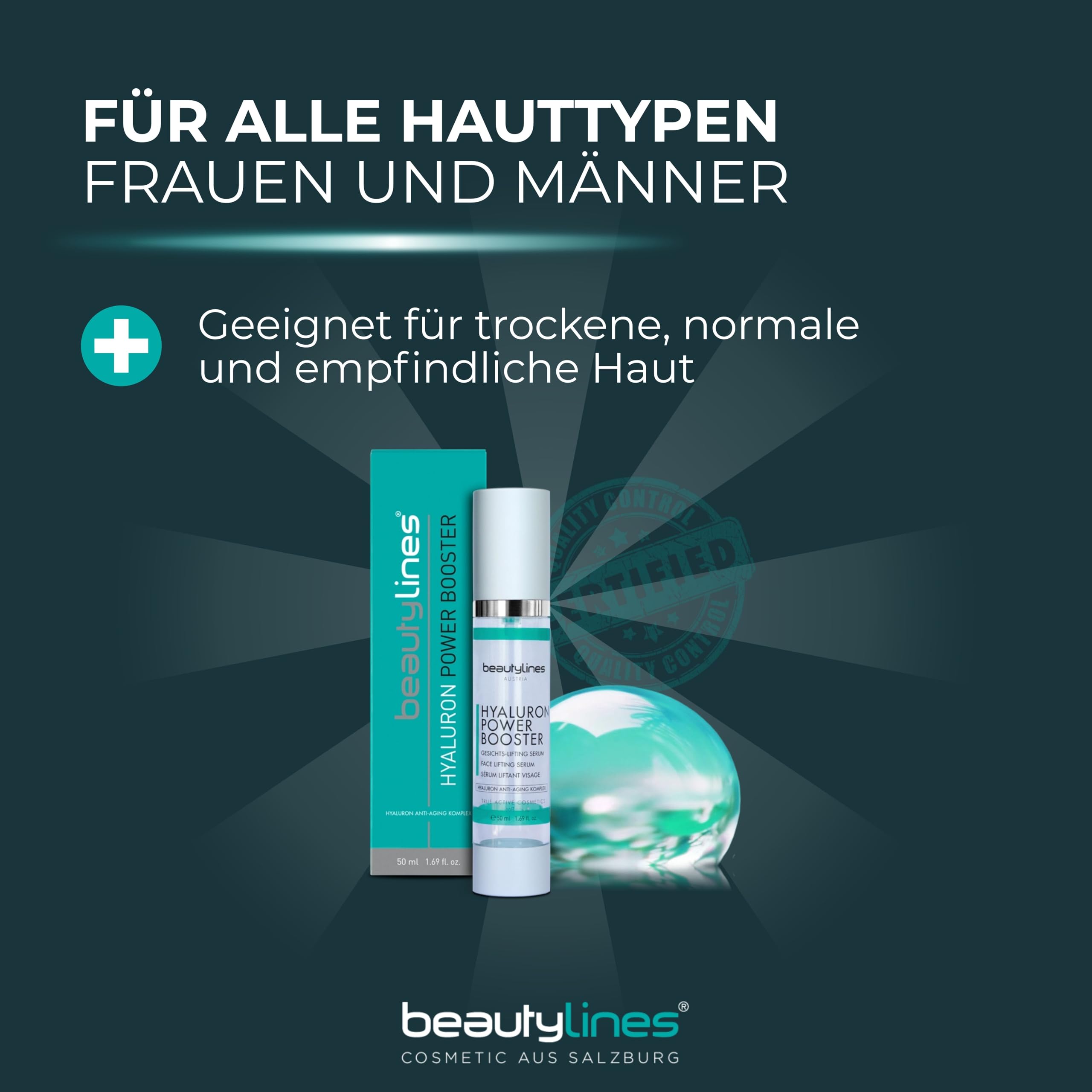 Hyaluron Power Booster 50ml – Anti-Aging Serum mit Argireline® & Hyadisine® – Feuchtigkeits-Booster Botox-Effekt – polstert Falten auf & strafft Haut für Gesicht, Hals & Dekolleté
