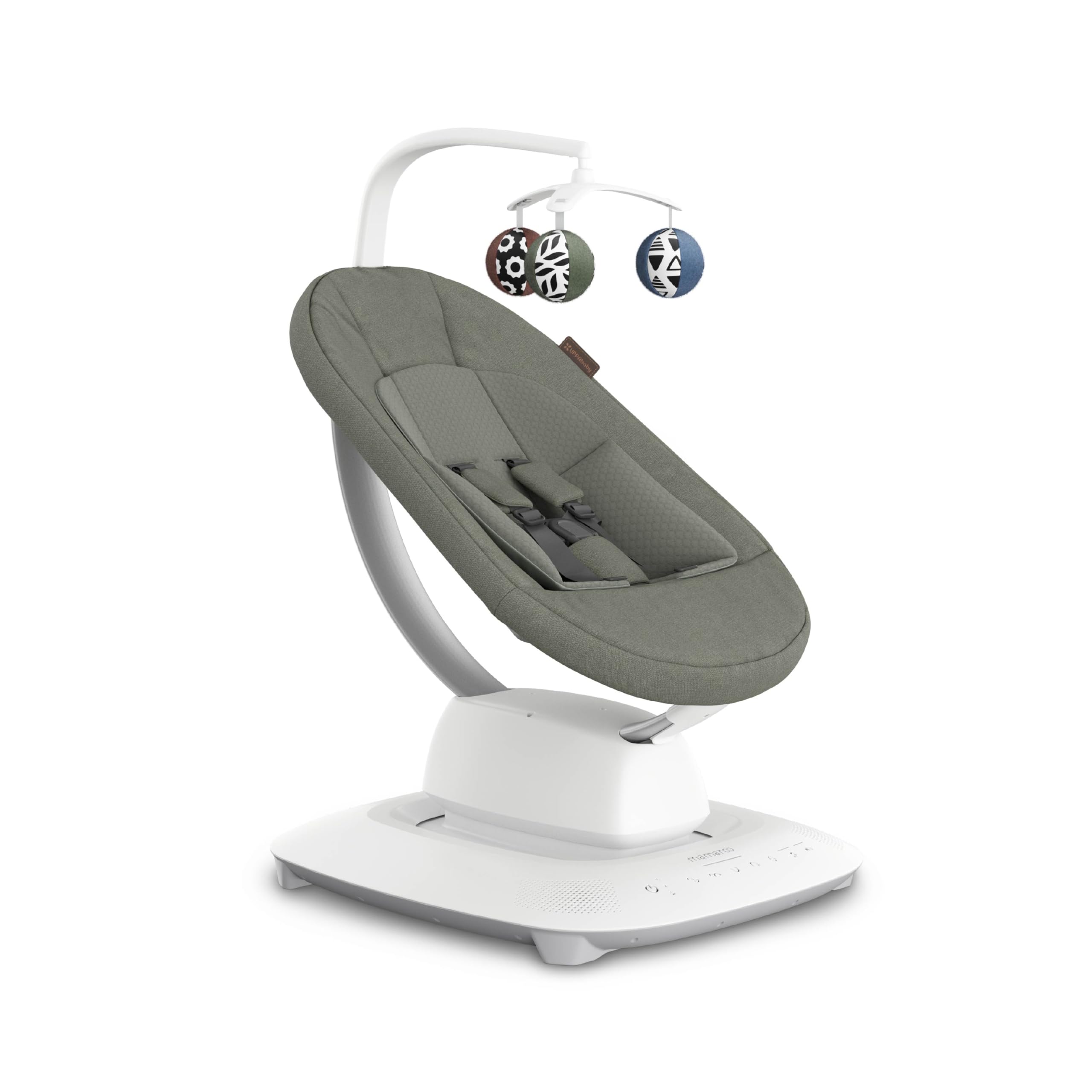 uppababy mamaroo smart swing – customizable soothing modes with motionsync technology – infant recline + bluetooth enabled – included newborn insert – camila (dark green mélange)