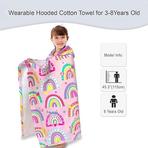 Miniatura 120 de Toalla de baño/piscina/playa con capucha, para bebés, niños y niñas de 3 a 12 años, tamaño extra grande, 30 x 50 pulgadas, algodón absorbente súper