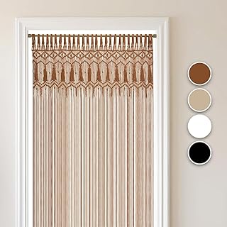 Cozyor Makramee Boho Vorhang Türvorhang Fenstervorhang 132x200cm als Raumtrenner, Wandbehang & Deko braun, für Traubogen, ...