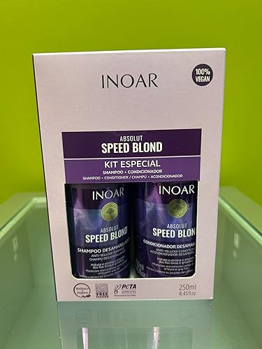 Miniatura 9 de Inoar Absolut Speed - Kit de champú y acondicionador rubio con aceite de argán para cabello rubio, plateado y gris con neutralización e hidratación