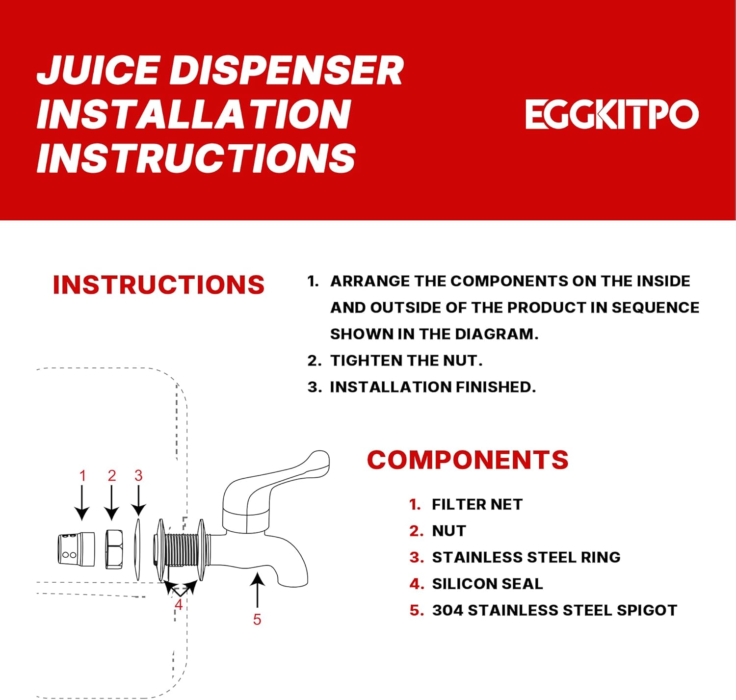 EGGKITPO 2.2 Gallon Drink Dispensers with 304 Stainless Steel Spigot for Parties Lemonade Dispenser with Wood Bracket Clear Cover Polycarbonate Beverage Dispenser for Home Use - Image 7