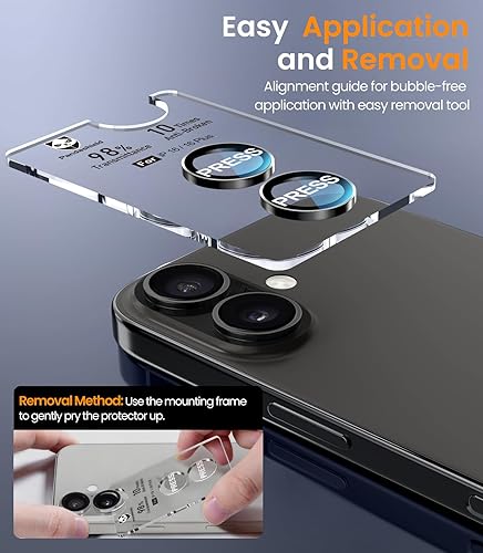 Vista 6 de PandaShield Protector de pantalla de lente de cámara para iPhone 16/iPhone 16 Plus-Negro (paquete de 2)