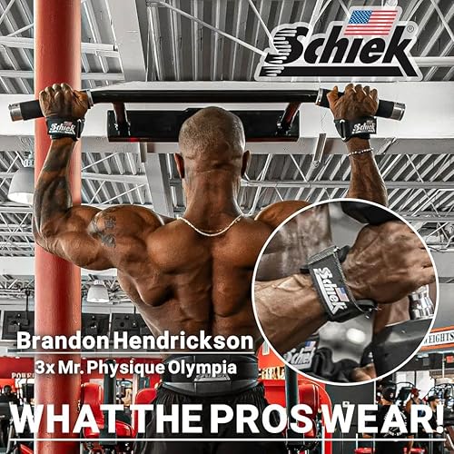 Miniatura 7 de Schiek Sports Model 1907 Platinum Edition Ultimate Grips - Correas de levantamiento de pesas 3 en 1, muñequeras y almohadillas de agarre, control