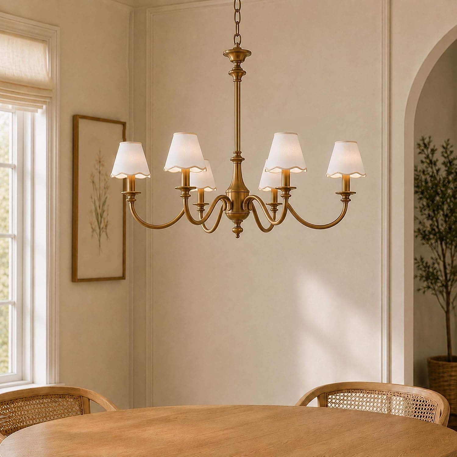 Lot de 6 abat-jours blancs à clipser avec bordure beige pour culot E14