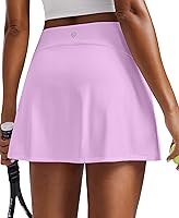 PINSPARK Women's Tennis Skirt Invisible Elastic Waist Golf Skort 2 Pockets Stretchy Athletic Skirt for Pickleball Tennis Workout