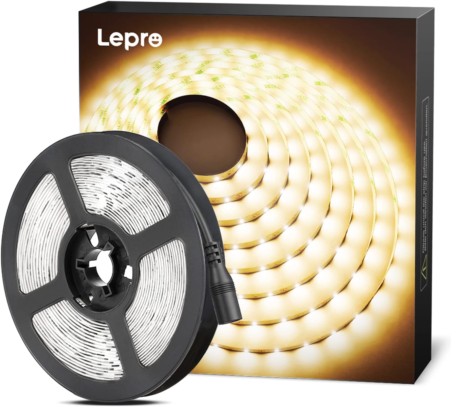 Lepro Warm White LED Strip Lights 5M (No Plug, Striplight Only), 300 LEDs, 2300lm, 3000K, Stick on LED Lights for Bedroom, Under Cabinet and Cupboard (DC 12V Power Supply Required)