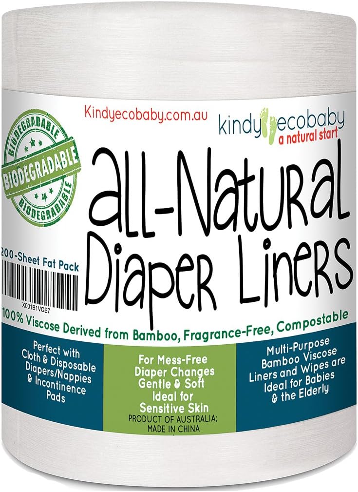 Bamboo Viscose Baby Diaper Liners 200 Sheet Pack, Disposable Diaper Liners, Compostable Diaper Liners, Bamboo Viscose Liners, Diaper Liners for Baby, Cloth Diaper Liners,Wipes, 200