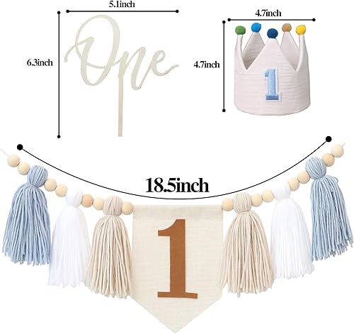 Vista 63 de Juego de decoración de primera fiesta con diseño de margaritas bohemias para silla de bebé, decoración de primera fiesta con adorno de pastel hecho