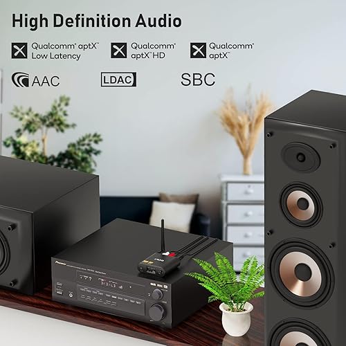 Miniatura 2 de YMOO Receptor DAC Bluetooth 5.1, LDAC Aptx 30 ms baja latencia, entrada óptica coaxial RCA 0.138 in Jack Hi-Res, adaptador de audio inalámbrico sin