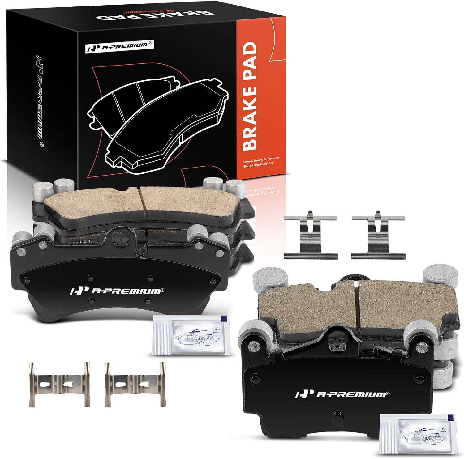 A-Premium Front and Rear Ceramic Brake Pads Set Compatible with Audi Q7 2007-2015 & Porsche Cayenne 2003-2006 2008-2010 & Volkswagen Touareg 2004-2008/2010, 8-Pack