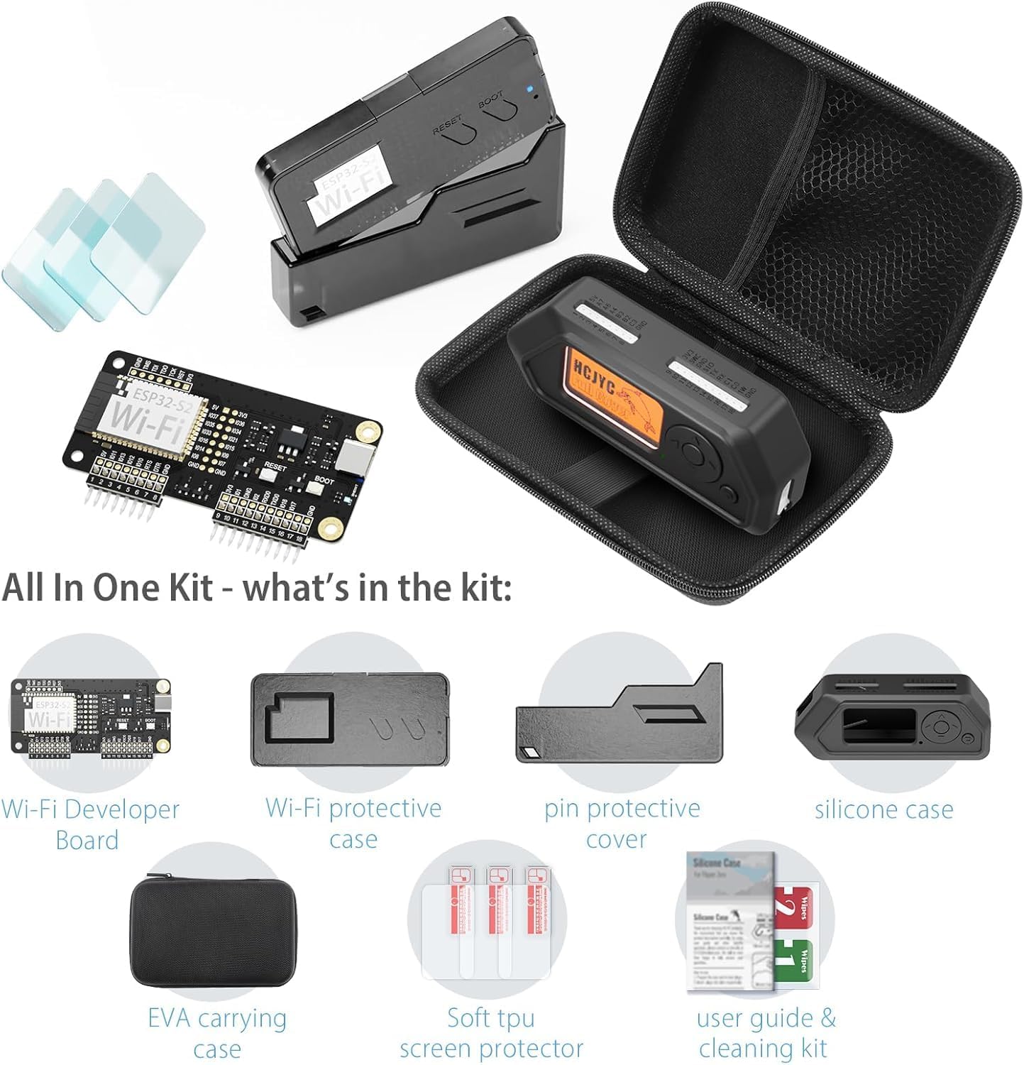 Wi-Fi Developer Board for Flipper Zero - All-in-One Complete Starter Kit with Full Protection (New Black)