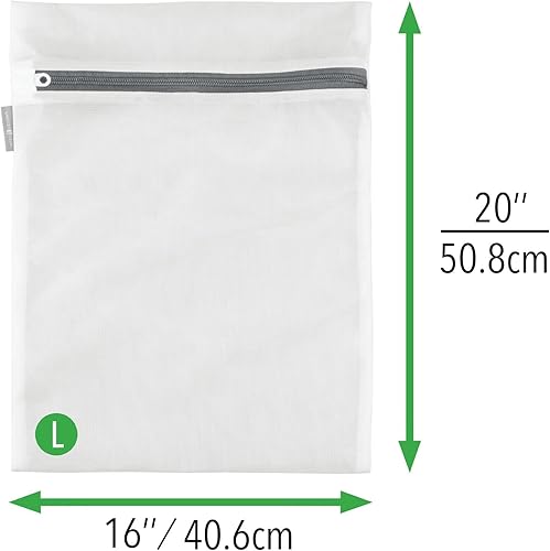 Miniatura 4 de mDesign Bolsa grande de malla para lavado de ropa, tela de tejido fino, cierre de cremallera, apta para lavadora y secadora, protege la lencería,