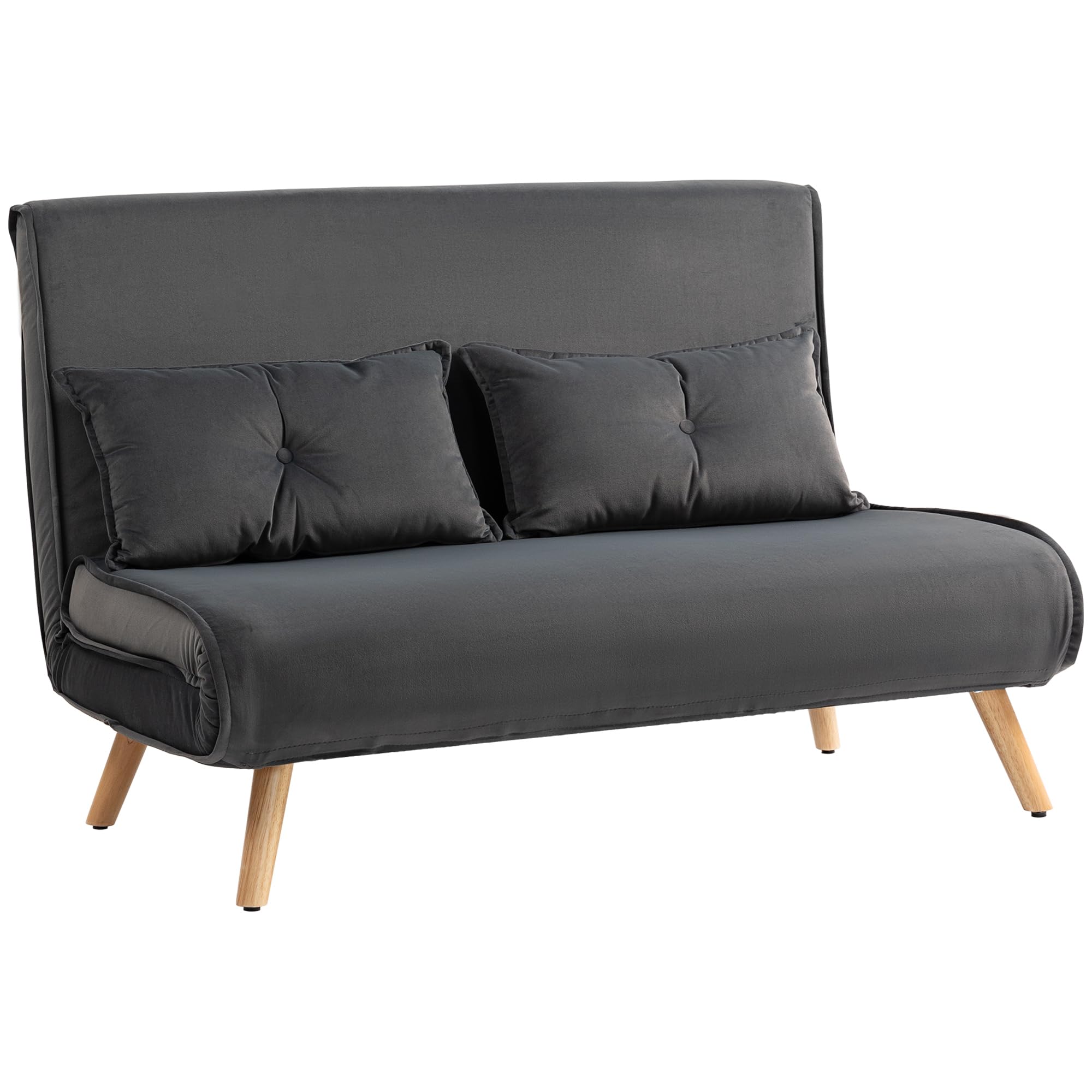 HOMCOM Schlafsofa 3 in 1 2 Sitzer mit Schlaffunktion 190x120cm Dunkelgrau
