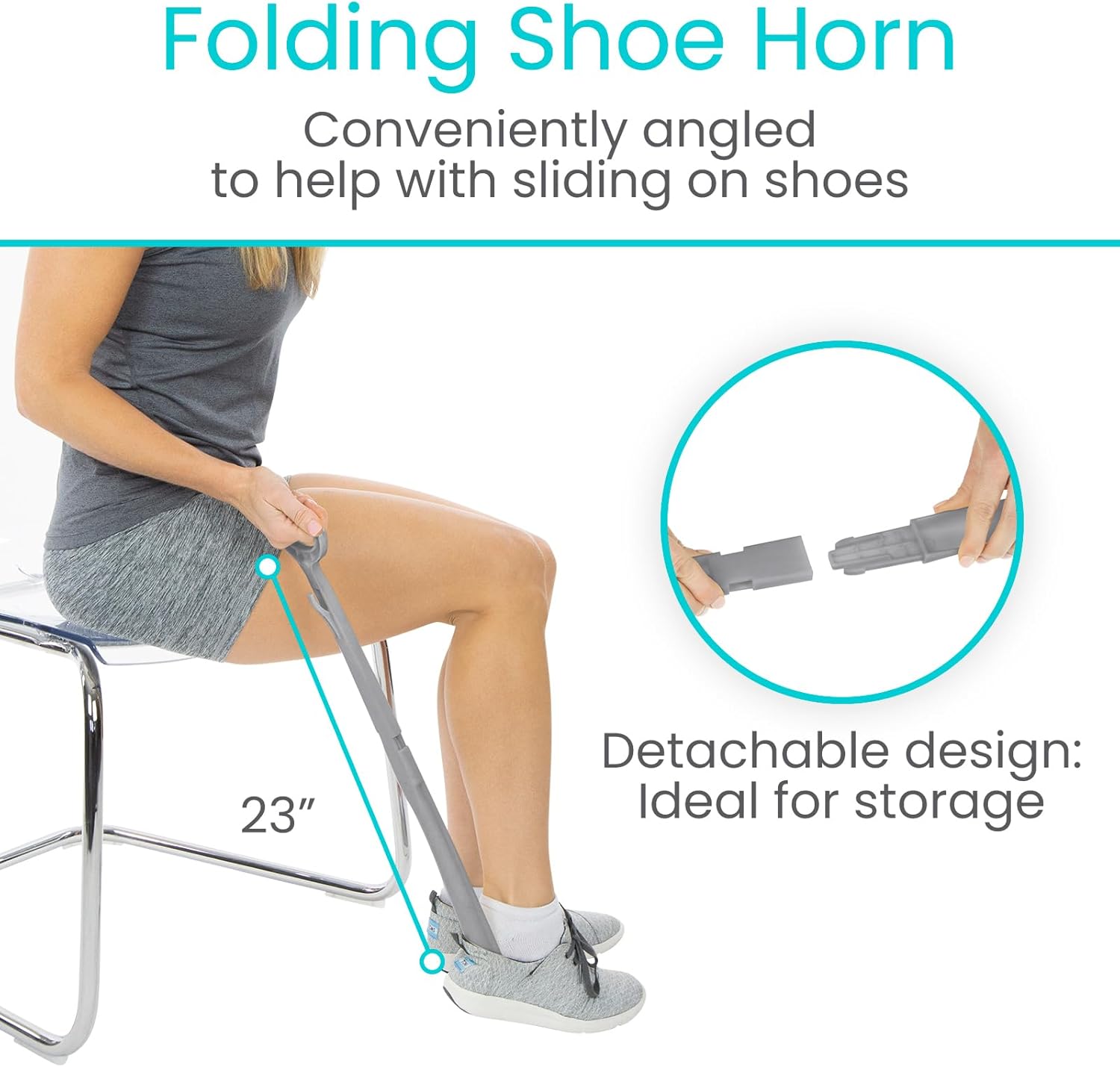 Vive Hip and Knee Replacement Kit (6 Pcs) - After Surgery Recovery Set for Seniors - Handicap Aid, Leg Loop Lifter, Reacher Grabber, Long Handle Shoe Horn, Shower Loofah, Sock Assist, Dressing Stick