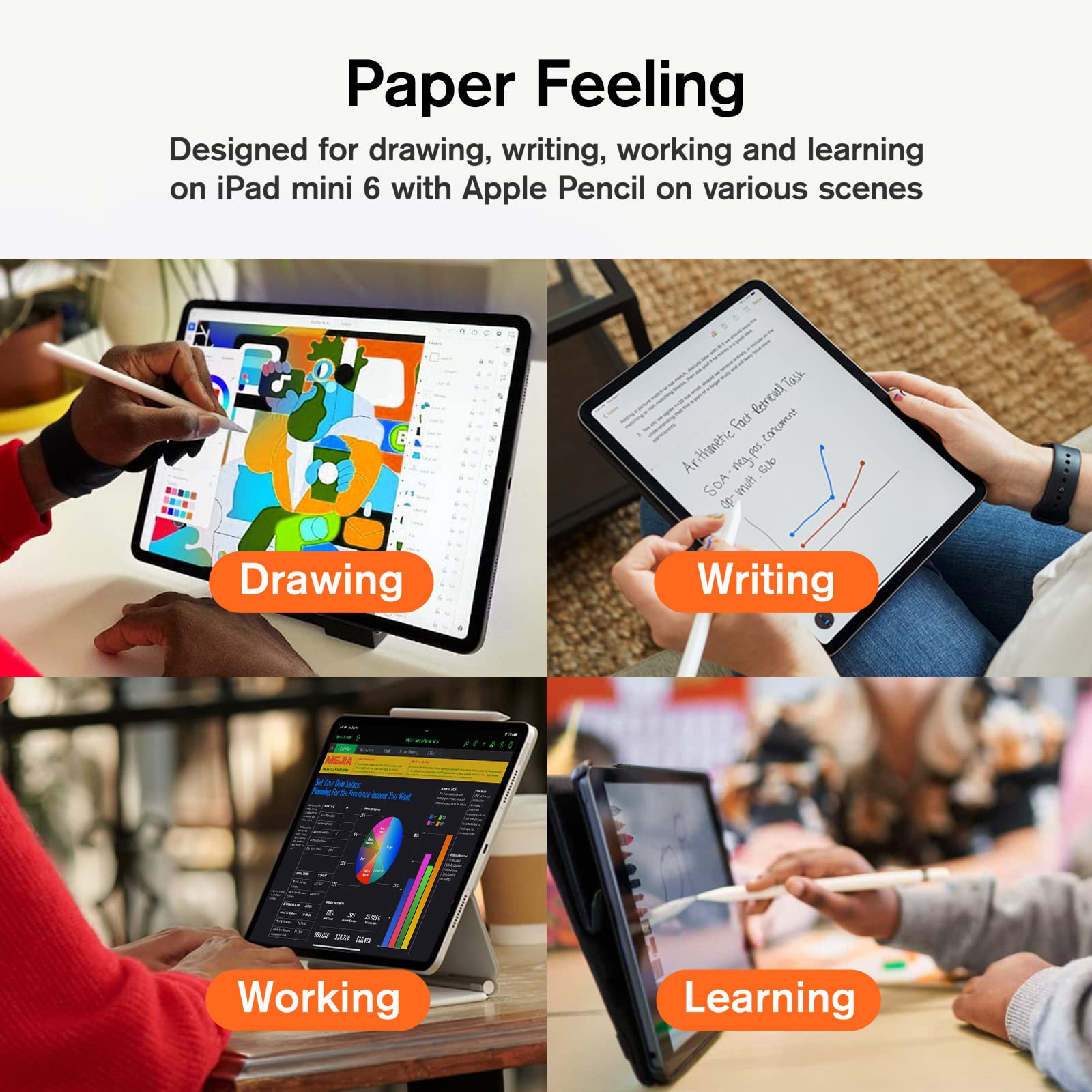 Amazon.com: KCT [2 Pack Paperfeel Screen Protector Compatible with New iPad  Mini 6 (2021,8.3 Inch), Anti-Glare&Anti-Fingerprint&Matte Screen Protector  for Drawing/Writing, Compatible with Apple Pencil : Electronics