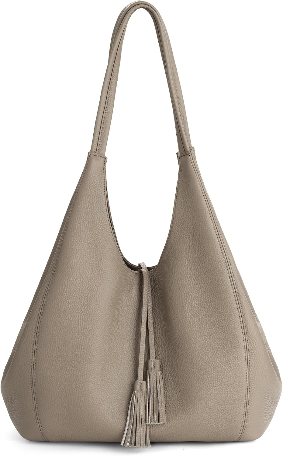 befen Soft Genuine Leather Slouchy Tote Bag for Women Casual Work Hobo Bags Shoulder Handbag Travel Purse with Tassel