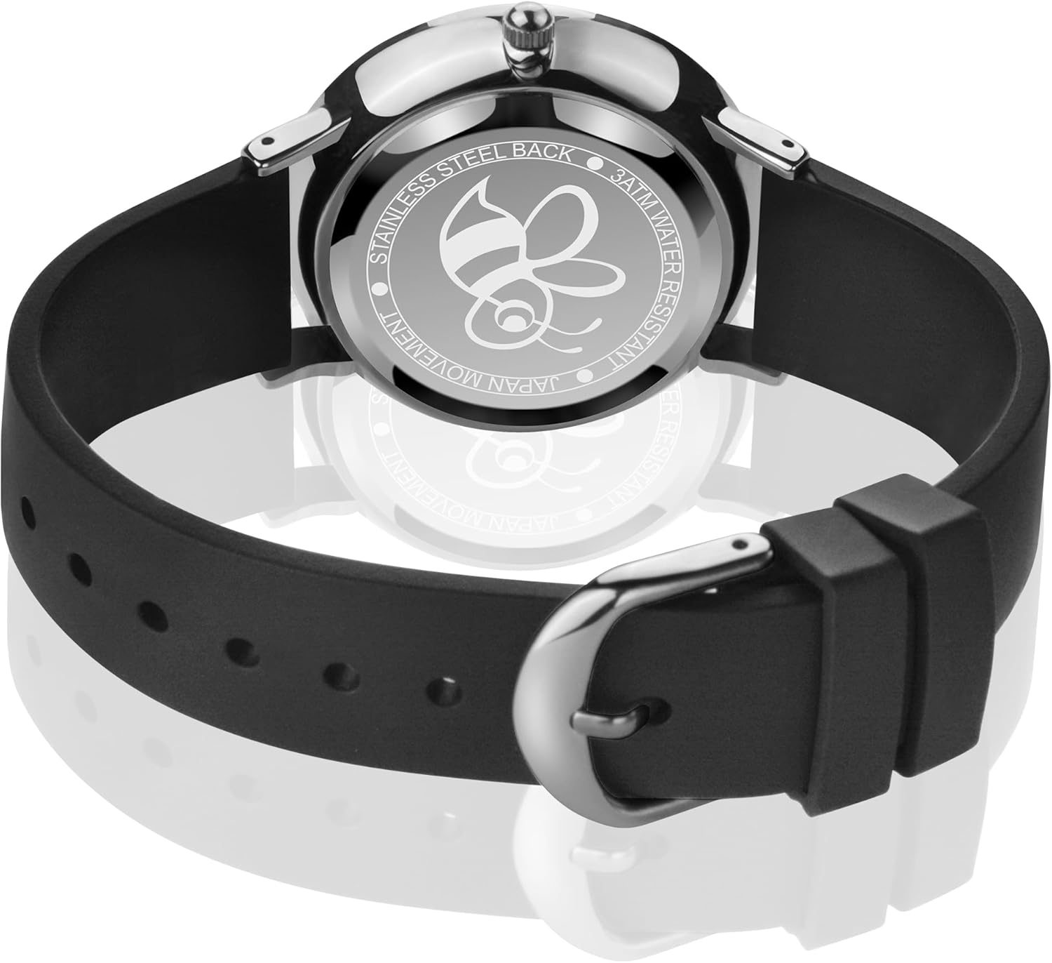 37mm Women's Analog Waterproof Large Face Watch, Easy Reader Dial,Anti-Stain Wear-Resistant Silicone Ladies Watch for Office, Shopping & Sports, Black with Rainbow Dial（Black - Image 9