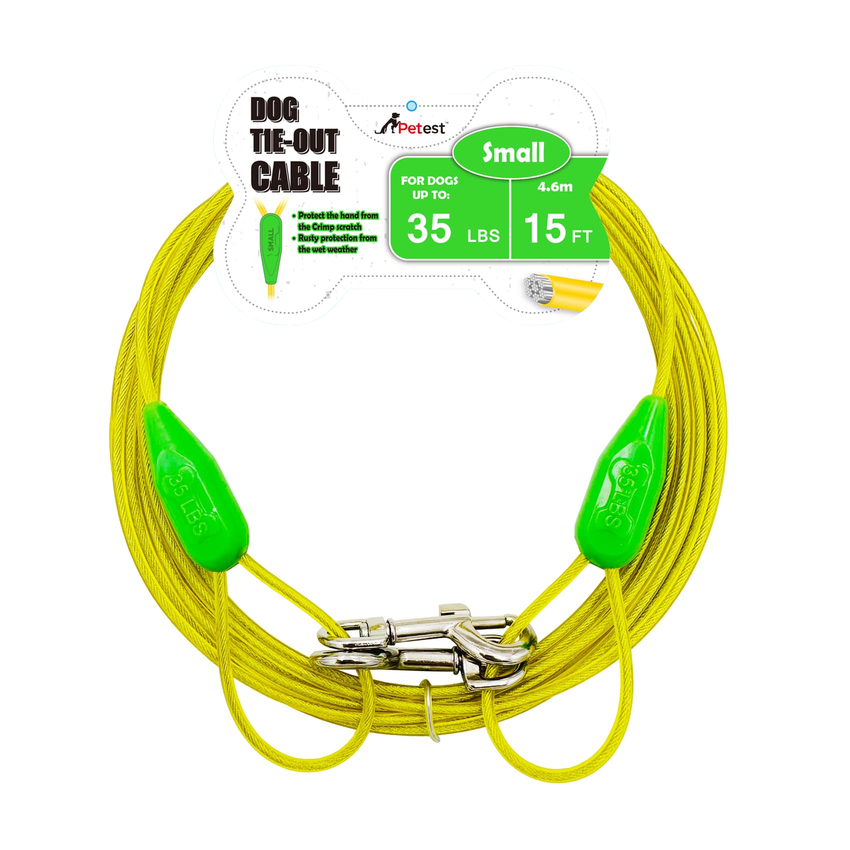Petest 15ft Tie-out Cable with Crimp Cover for Small Dogs Up To 35 Pounds — image 1