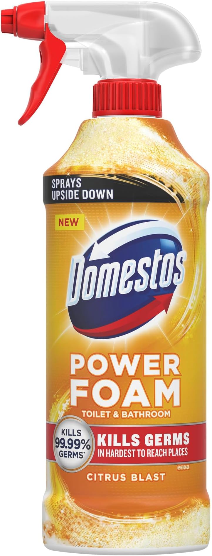 Power Foam Citrus Blast Upside Down Spray bleach-free toilet & bathroom cleaner eliminates 99.99%* of germs 6x 450 ml