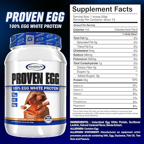Miniatura 32 de Gaspari Nutrition Huevo probado, 100% proteína de clara de huevo, 0.88 oz de proteína, apto para dieta cetogénica, sin lácteos y lactosa, sin soja