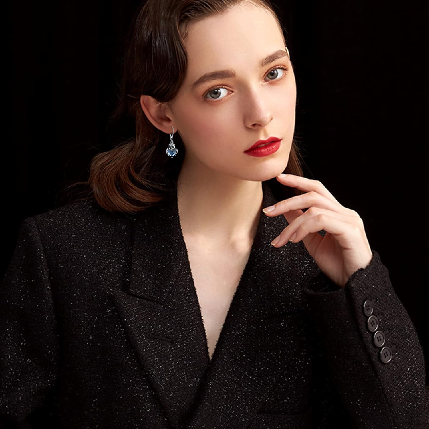 Sterling Silver Skull Crystal Drop Earrings - Gothic Skull Jewelry Gifts for Women - Image 3