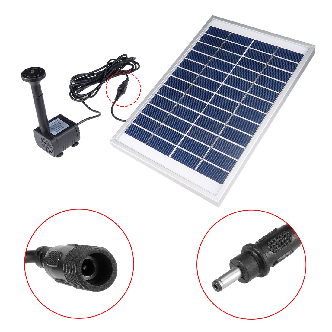 Ruilogod Pompa acqua Kit solare 5W 3M / 9.8ft lunghezza del cavo con 7 sprinkler teste, sommergibili pompa acqua solare, del giardino all'aperto innaffiatura dello Z915 Pompa Giardino Patio Bird Bath