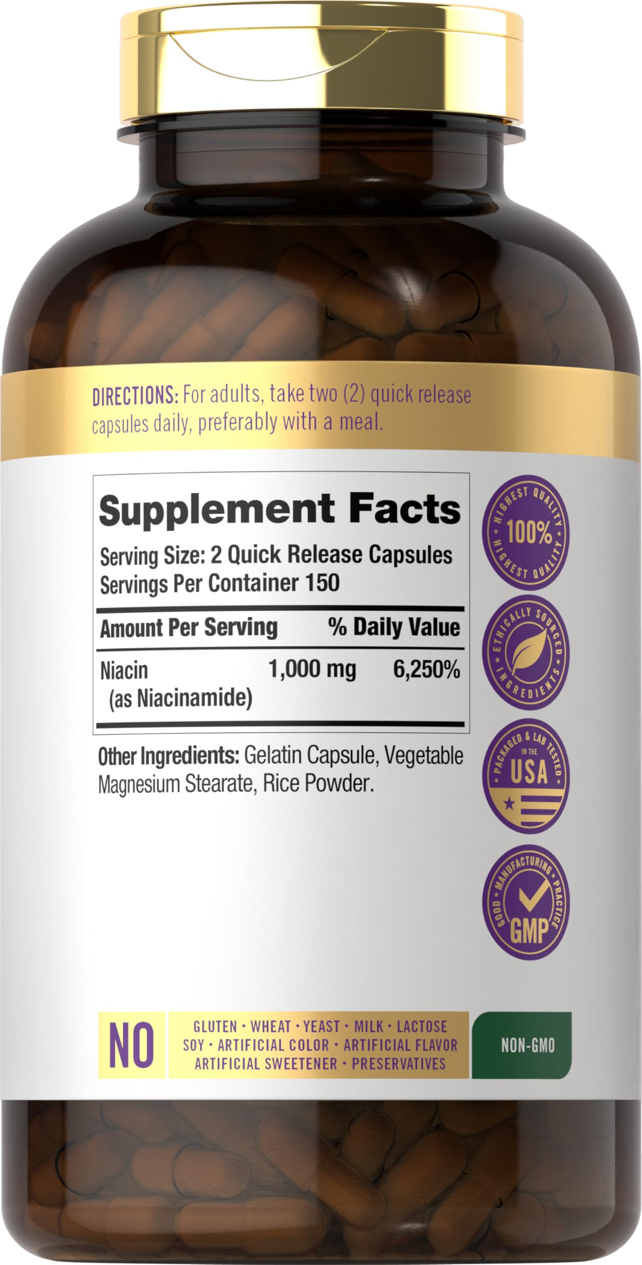 Carlyle Niacinamide 1000 mg | 300 Capsules | High Potency Formula — Amazon image 2