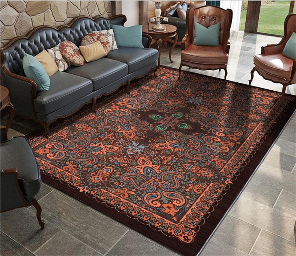 Tapis de salle de bain rétro café rouge salon rectangulaire 120x180