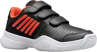 K-Swiss Performance Court Express Strap Omni Tennis Shoe, Jet Black/Spicy Orange/White, 10 UK Child