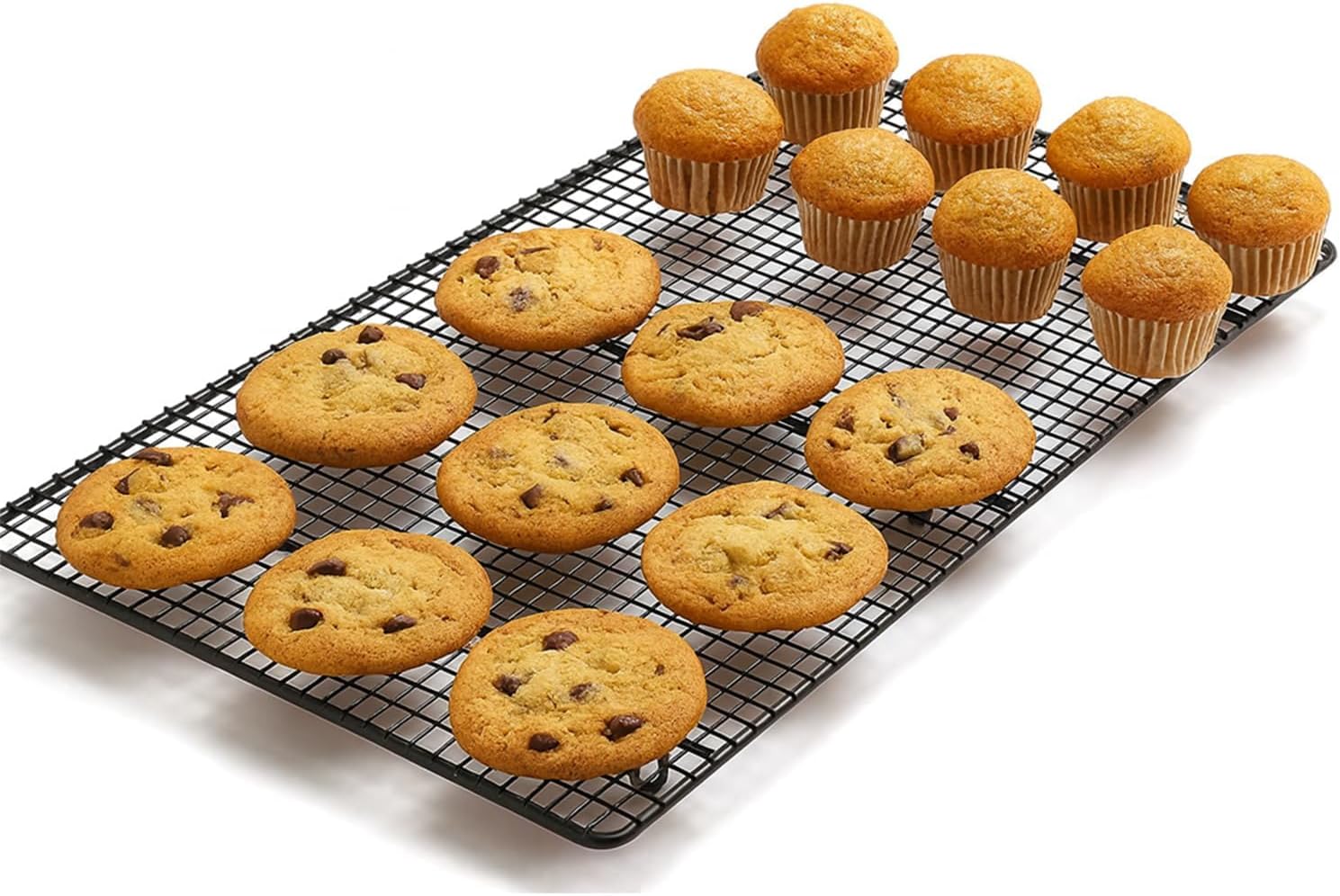 AMERTEER Nonstick Cooling Racks For Cooking And Baking | Wire Rack For Baking Sheet, Baking Rack For Oven Cooking, Heavy Duty 100% Stainless Steel Cookie Cooling Racks | 46 x 26 cm Fits Jelly Roll Pan
