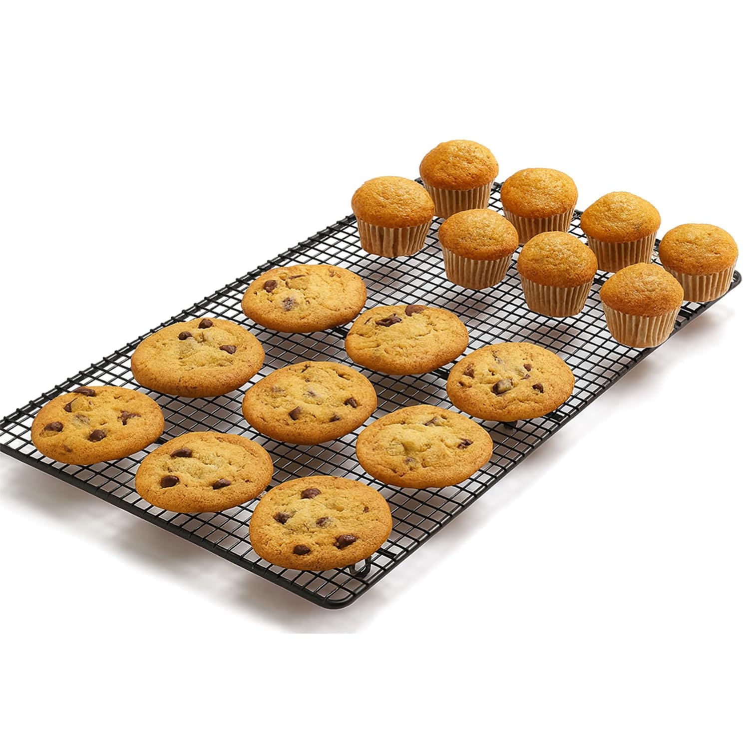 AMERTEER Nonstick Cooling Racks For Cooking And Baking | Wire Rack For Baking Sheet, Baking Rack For Oven Cooking, Heavy Duty 100% Stainless Steel Cookie Cooling Racks | 46 x 26 cm Fits Jelly Roll Pan