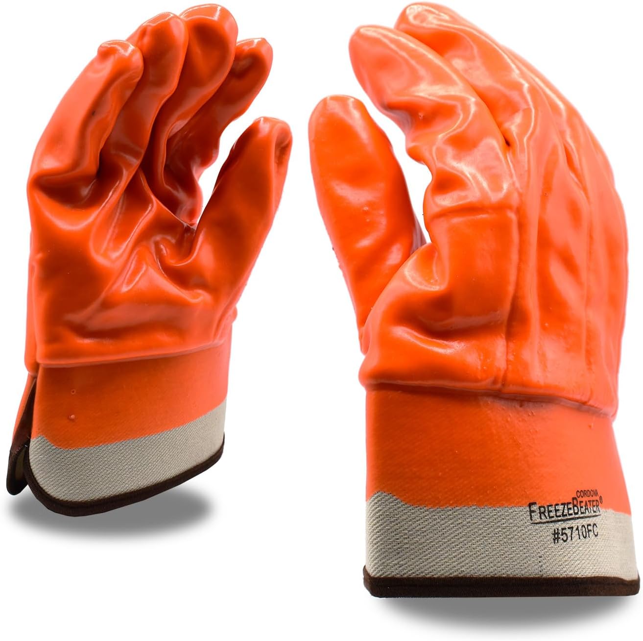 Cordova 5710F/C Hi-Vis Orange Cold Weather Gloves, Single Dipped, Foam Insulated PVC, Textured Finish, Safety Cuff, Large, 12-Pack Bulk Thermal Gloves