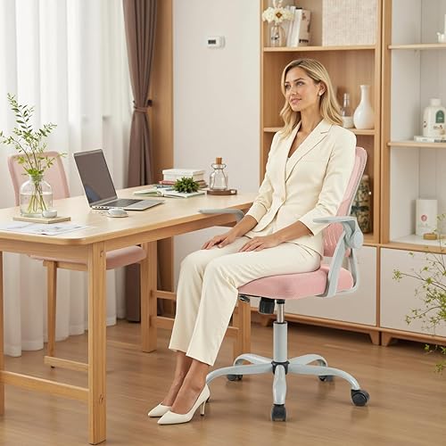 Miniatura 9 de DUMOS Silla de Computadora para Oficina en Casa - Silla Ergonómica de Respaldo Medio con Soporte Lumbar y Modo Mecedor, Altura Ajustable