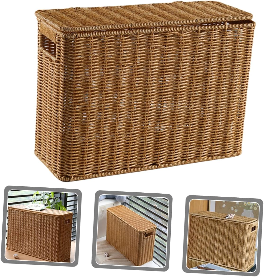 Narrow Thin Tall Woven Storage Basket Woven Toys Basket Handle Household Storage