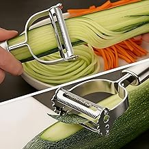 LOOTWAGON 2 in 1 Peeler Julienne for Salad, Potato, Vegetable Slicer, Multi-Functional, Fruit Slicer, Adjustable Veggie Shredder, Kitchen Noodle Cutter, Stainless Steel ‎2 in 1 Peeler