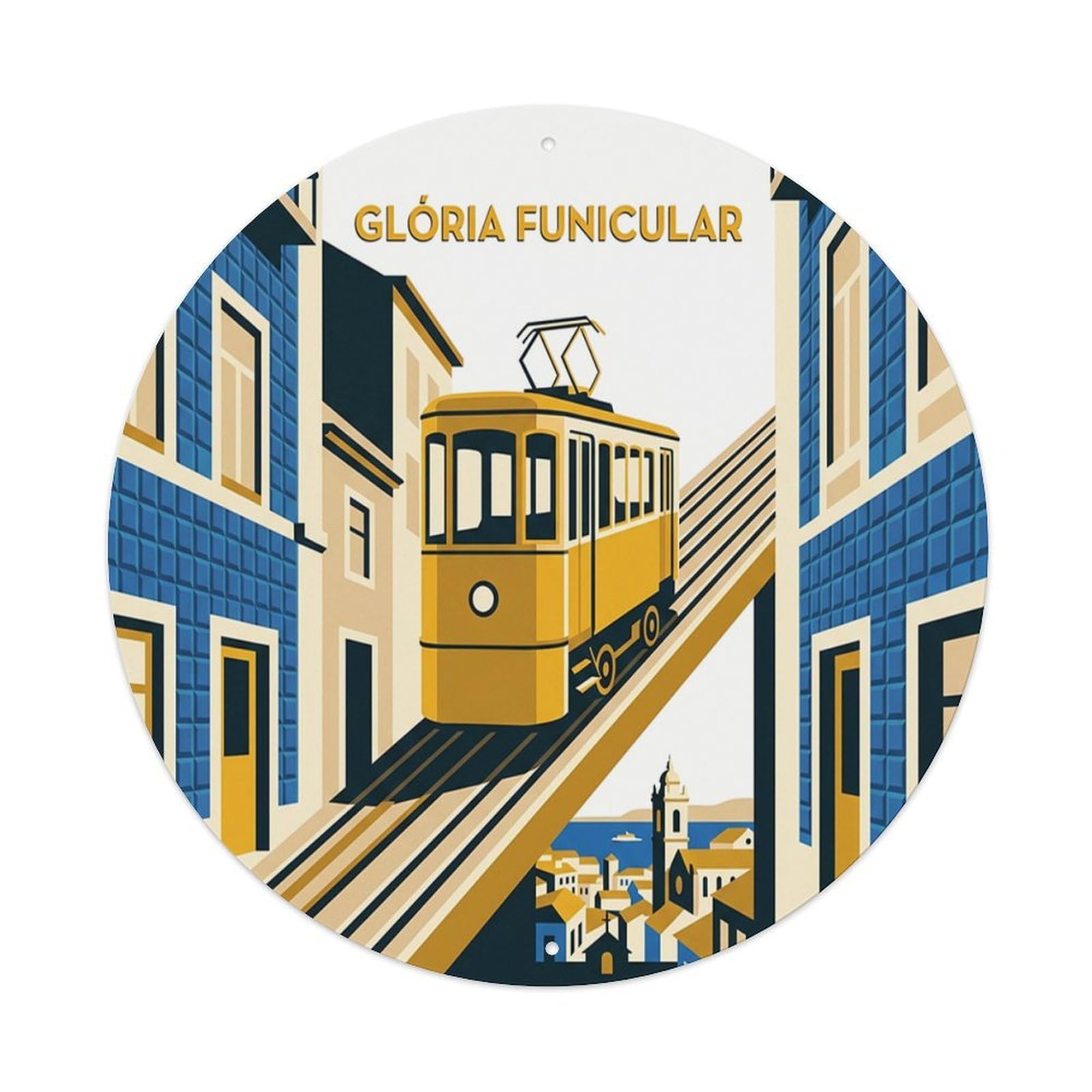 Olhnbad Style Portugal Lisboa Tram Gloria Regional Culture Metal Tin Sign