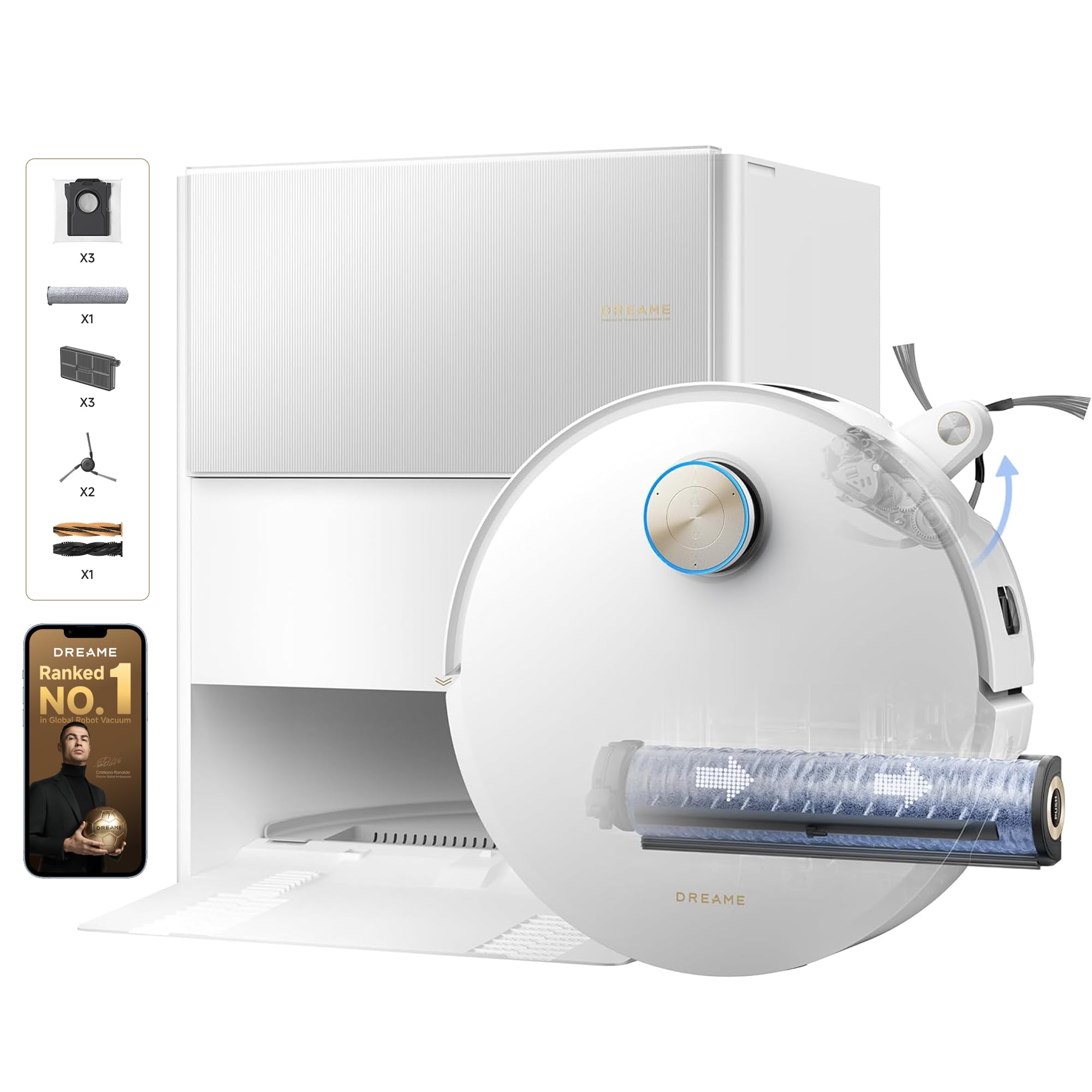 dreame Aqua10 Ultra Roller Complete Robot Vacuum with AquaRoll Mop
