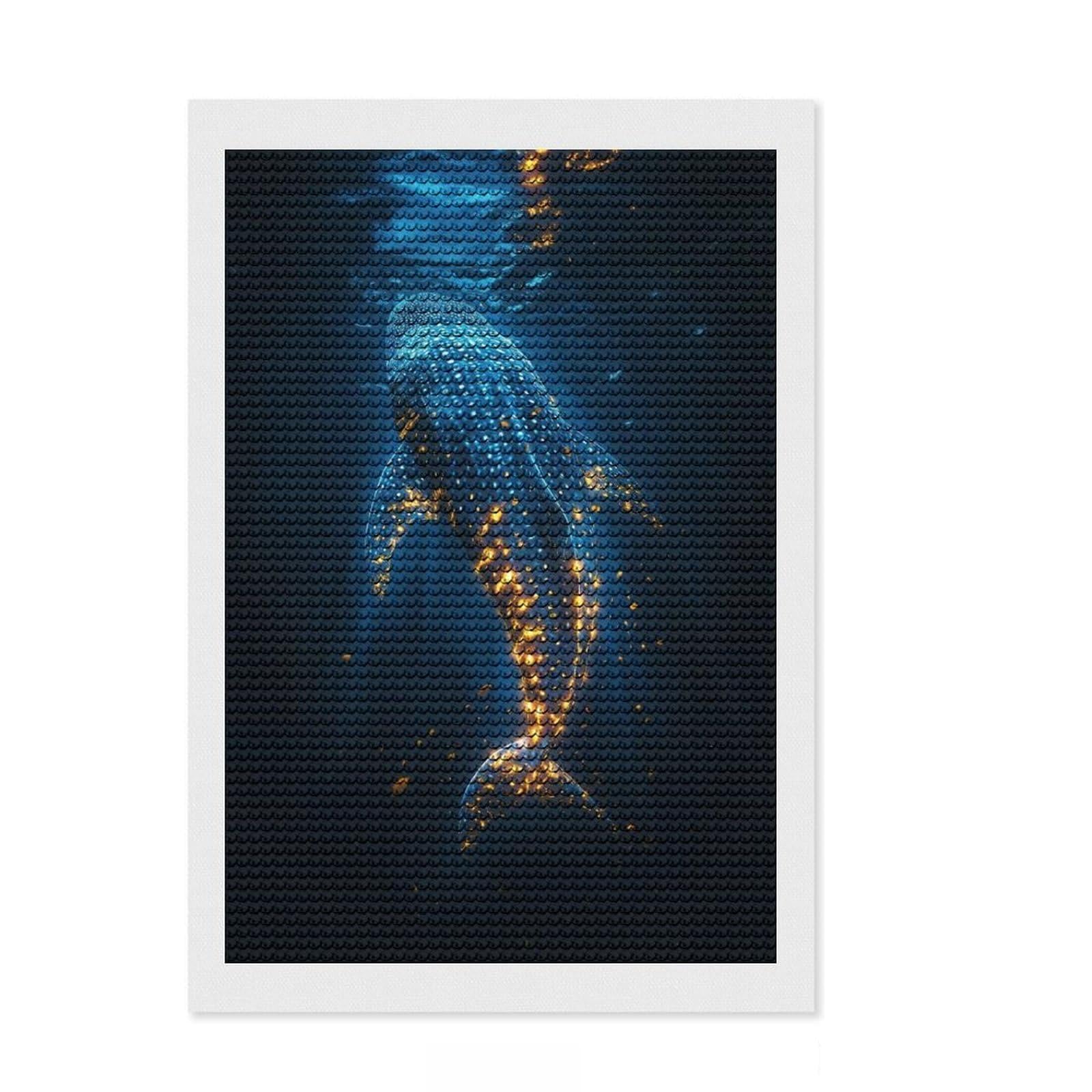 Junmoney Glowing Whale Shark Diamond Painting Set 8"x12", Stress Relief Craft, Satisfying Creative Project, Modern Decor, Holiday Gift Idea