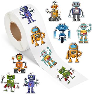 500 Pcs Robots Stickers Roll Cartoon Waterproof DIY Craft Science Robot ...