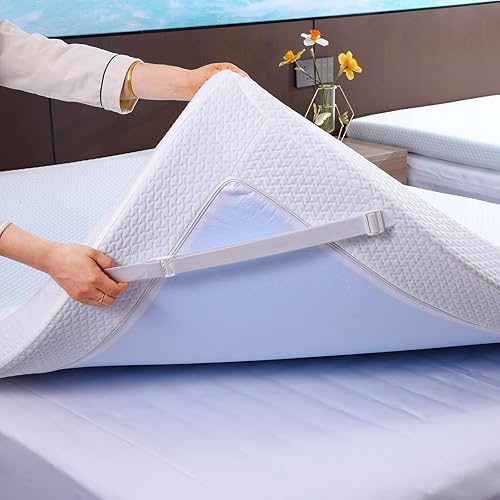 Miniatura 8 de Cubrecolchón individual XL, cubrecolchón de espuma viscoelástica de alta densidad de 3 pulgadas, cómodo y refrescante, cubrecolchón de cama con