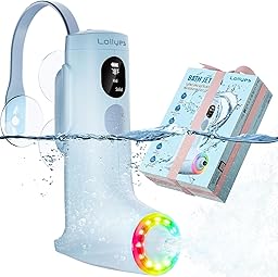 Spa Idromassaggio a Bolle per Vasca da Bagno con Doppie Modalità di Idroterapia, Flusso d’Acqua a 3 Livelli, Impermeabile IP68, Luce LED, Wireless Batteria da 2600mAh (Blu)