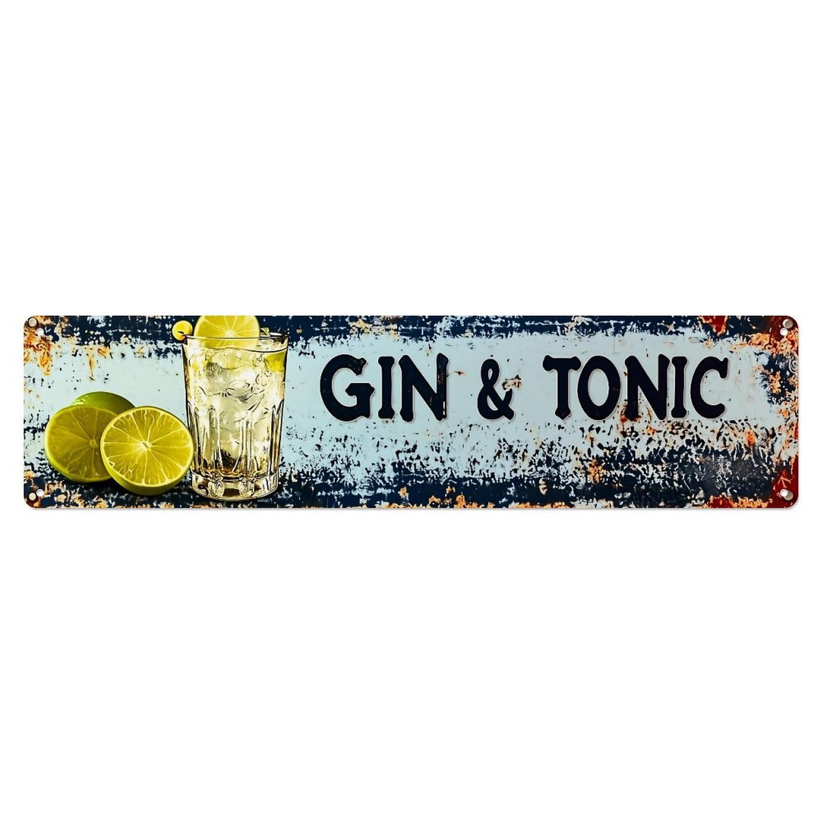 Gin And Tonic Sign With Limes Metal Tin Sign Plaque
