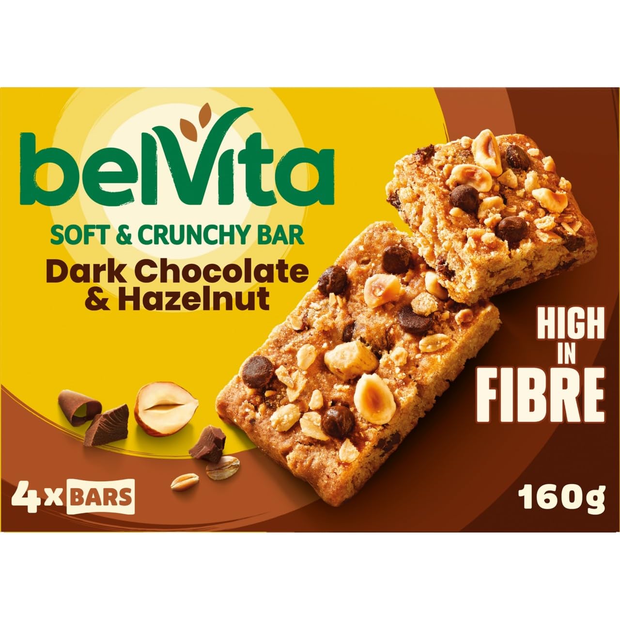 Belvita Soft & Crunchy Dark Chocolate & Hazelnut Bars, 160 g (Pack of 1)
