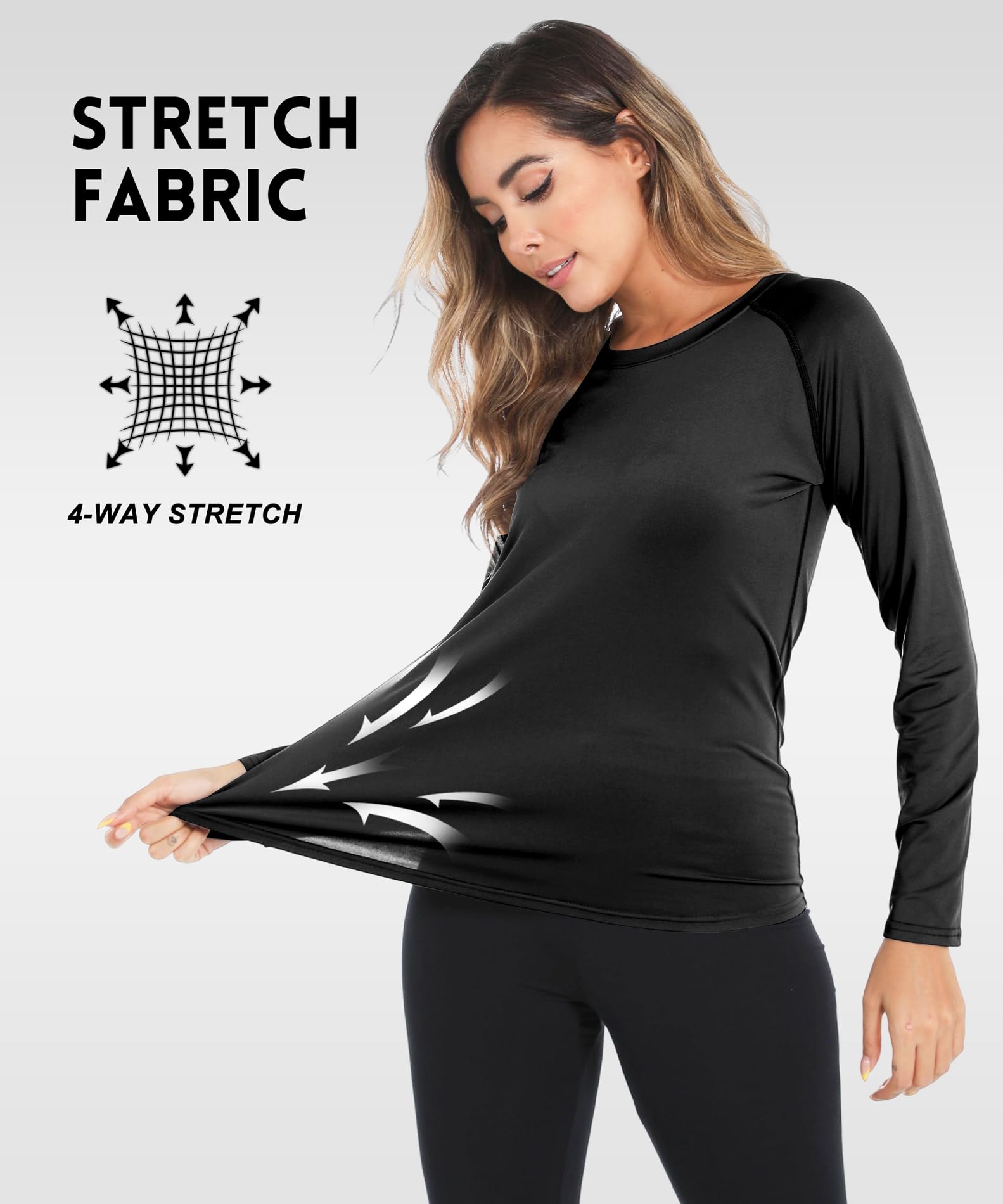 Boyzn Paquete de 3 camisetas de manga corta y larga para mujer, para entrenamiento, correr, protección solar UPF 50+, camisetas atléticas para ejercicio y gimnasio